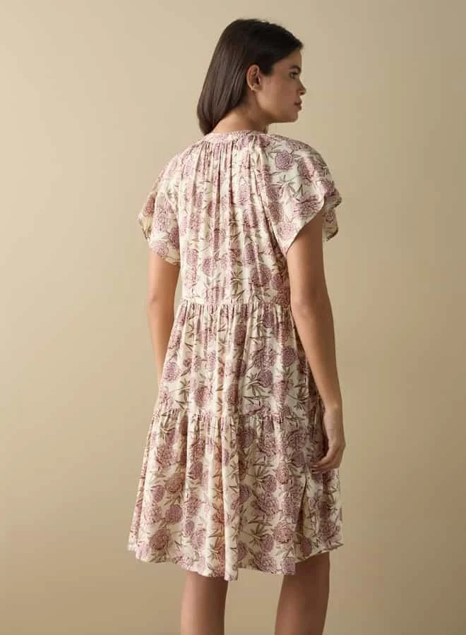 Splash FAV All-Over Floral Print Sleepshirt with Tie-Ups