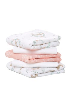 aden + anais Essentials Musy Squares, 100% Cotton Muslin, Lightweight And Beathable Diaper Bag Essential, 5 Pack, Blushing Bunnies  - Image 1