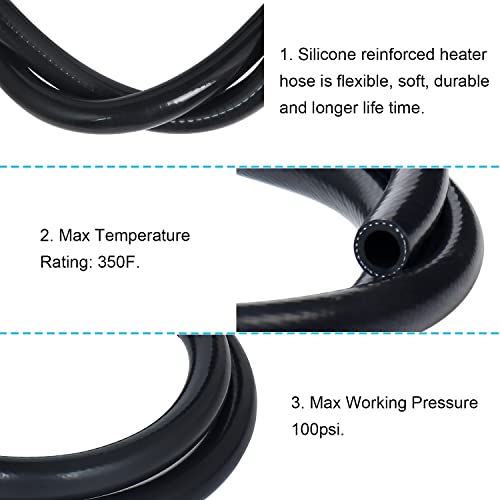KDP 3/8"X5FT(ID:10MM) 1.5 M Silicone Heater Hose Coolant Radiator Vacuum Line,1ply Reinforced 4MM Thick, Max Temperature Rating 350F Work Pressure 100 psi+ Mutiple Use for Air and Water - Image 3
