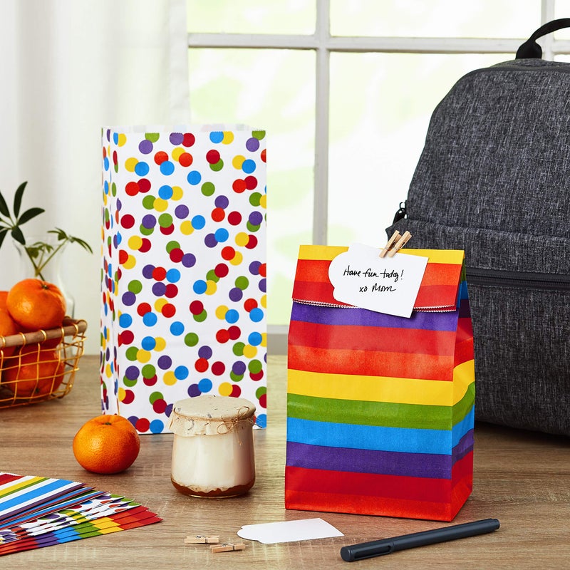 Hallmark Celebrate Rainbow Party Favor and Wrapped Treat Bags (30 Ct.  10 Each of Vertical Stripes  Horizontal Stripes  Dots) for Birthdays  Baby Showers  School Lunches  Care Packages  May Day - Image 3