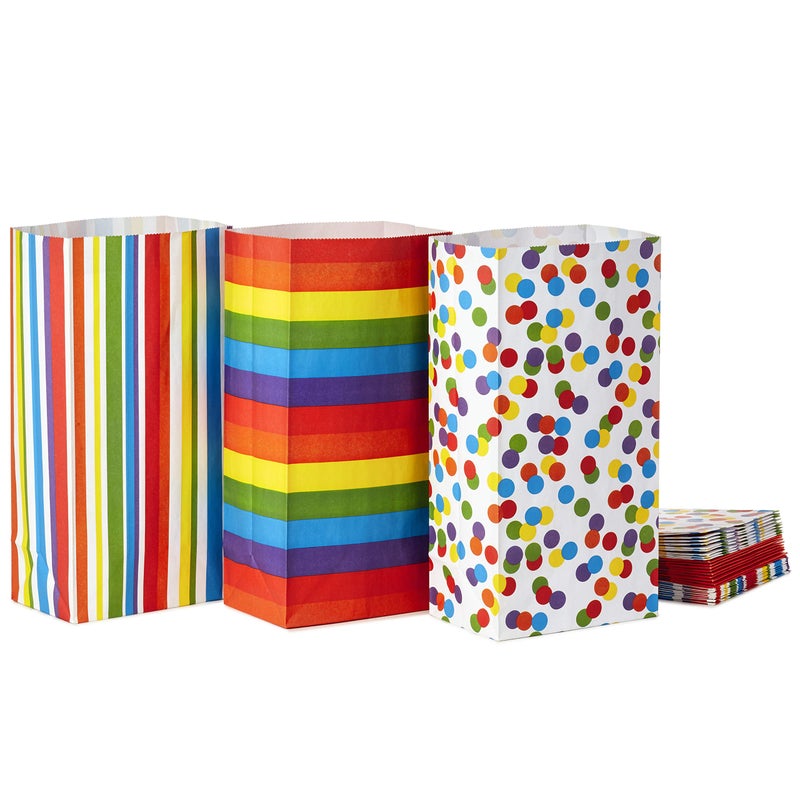 Hallmark Celebrate Rainbow Party Favor and Wrapped Treat Bags (30 Ct.  10 Each of Vertical Stripes  Horizontal Stripes  Dots) for Birthdays  Baby Showers  School Lunches  Care Packages  May Day - Image 4