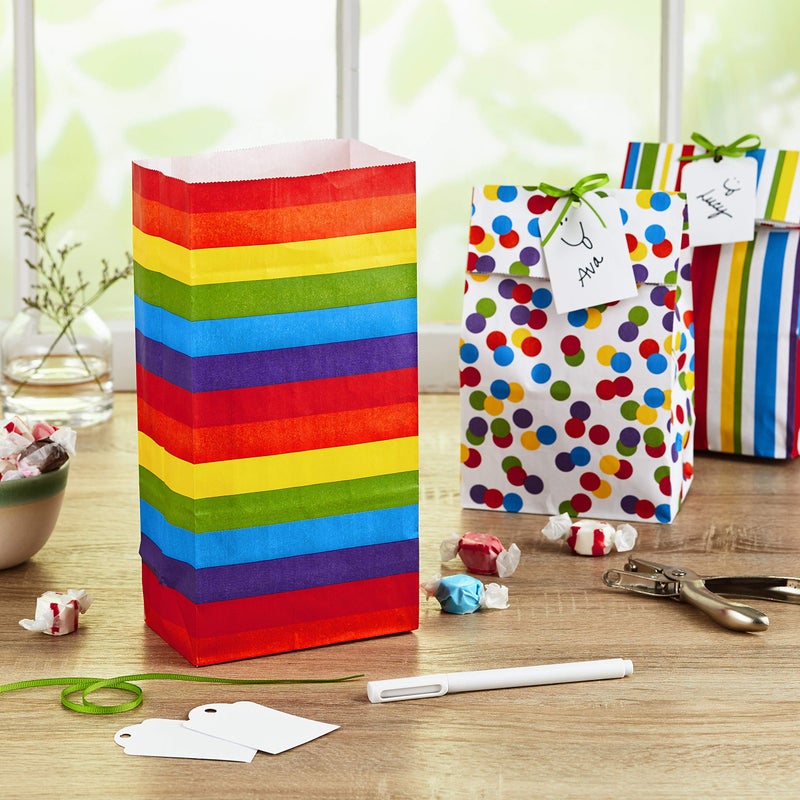 Hallmark Celebrate Rainbow Party Favor and Wrapped Treat Bags (30 Ct.  10 Each of Vertical Stripes  Horizontal Stripes  Dots) for Birthdays  Baby Showers  School Lunches  Care Packages  May Day - Image 2