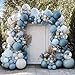 Partycus Dusty Blue White Balloon Arch Kit Double Stuffed Pastel Slate Blue White Matte Latex Balloon Garland for Baby Shower Birthday Bridal Wedding Valentines Easter Party - Image 2