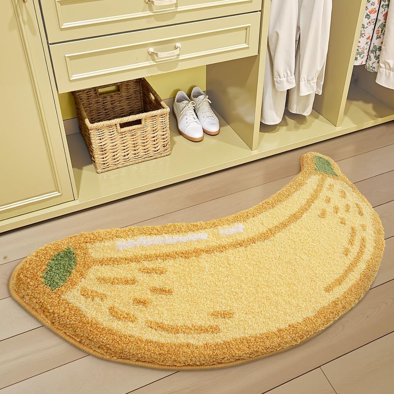 Lumi Cute Bathroom Rugs, Funny Fruit Runner Rug, Soft Plush Fluffy Bath Mat, Absorbent, Non-Slip for Bathroom, Kitchen Sink, Bedroom, Kid's Bedroom, and Living Room, 18.5"x39.5", Banana - Image 3