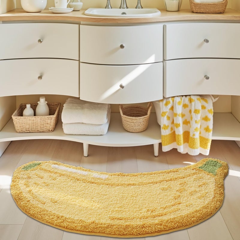 Lumi Cute Bathroom Rugs, Funny Fruit Runner Rug, Soft Plush Fluffy Bath Mat, Absorbent, Non-Slip for Bathroom, Kitchen Sink, Bedroom, Kid's Bedroom, and Living Room, 18.5"x39.5", Banana - Image 5