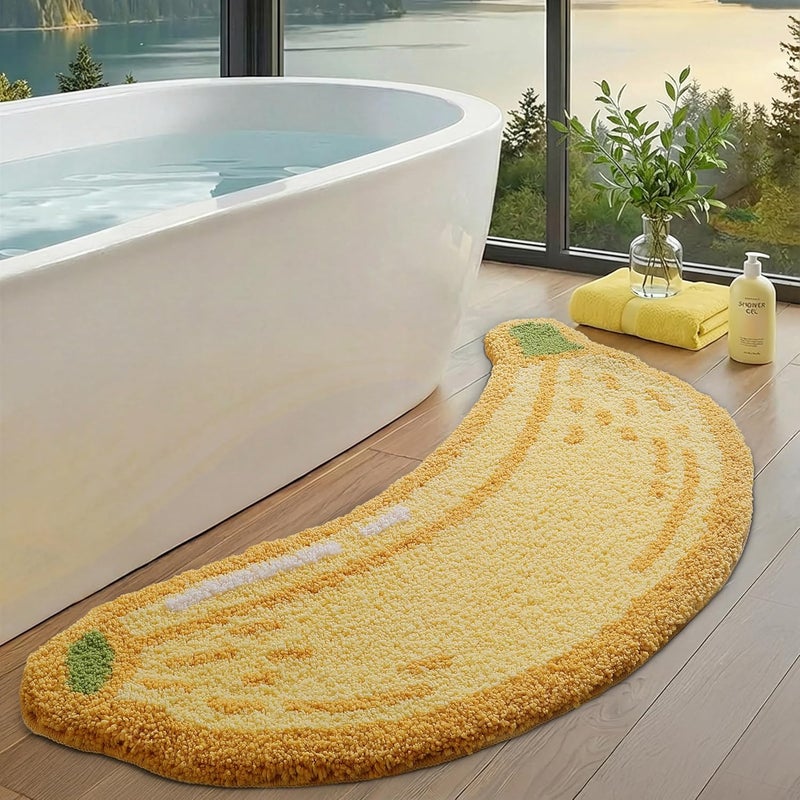 Lumi Cute Bathroom Rugs, Funny Fruit Runner Rug, Soft Plush Fluffy Bath Mat, Absorbent, Non-Slip for Bathroom, Kitchen Sink, Bedroom, Kid's Bedroom, and Living Room, 18.5"x39.5", Banana - Image 1