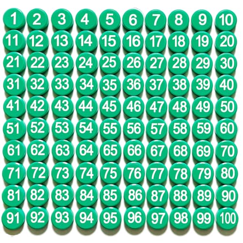 Magrooyar 1-100 Magnetic Numbers, Magnets with Number for Dry Erase Boards, Round Number Refrigerator Magnets for Whiteboard in Home and Office (0.8" Diameter, Green) - Image 1