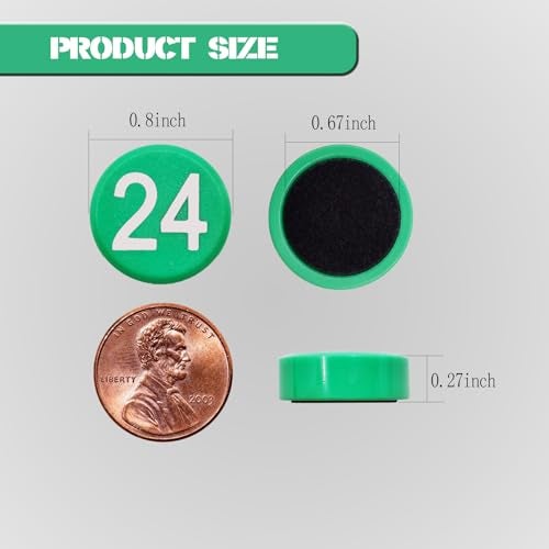 Magrooyar 1-100 Magnetic Numbers, Magnets with Number for Dry Erase Boards, Round Number Refrigerator Magnets for Whiteboard in Home and Office (0.8" Diameter, Green) - Image 2