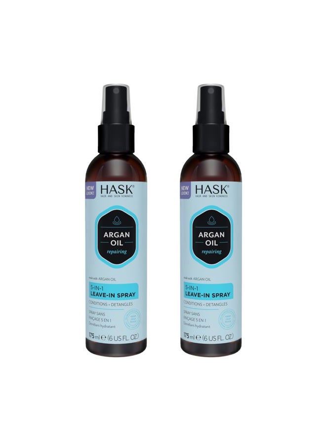 HASK Repairing ARGAN OIL 5-in-1 Leave In Conditioner Spray for all hair types, color safe, gluten free, sulfate free, paraben free - 2 PIECE SET - Image 1