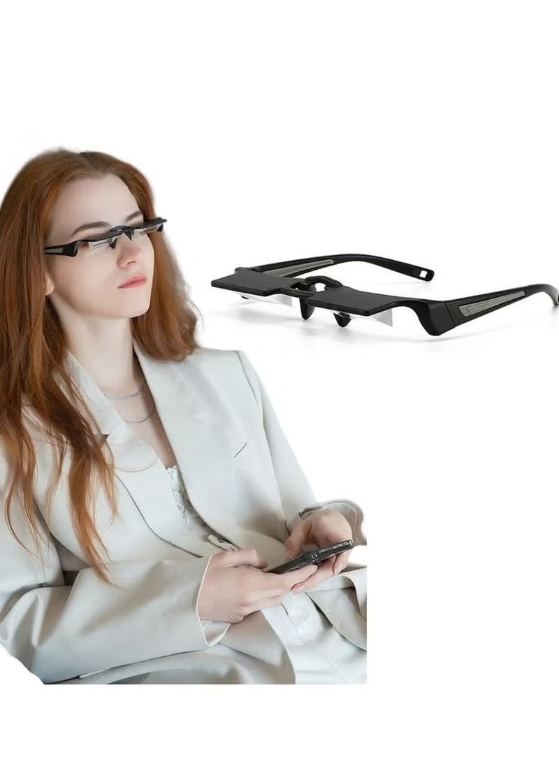 Realfrog Laying Down Light Prism Glasses 90° Prism Glasses Bed Prism Spectacles Horizontal Mirror Lazy Readers Glasses Neck Relaxer for Lying Down Reading Watching TV Phone Glasses Lazy Reading Glasses  - Image 1