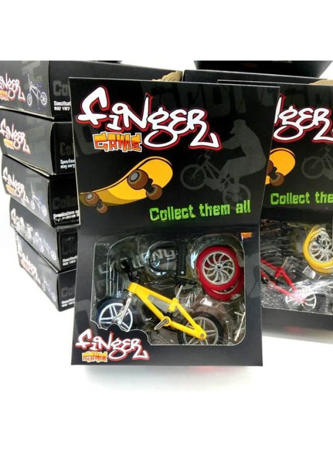 Supply Mini Alloy Finger Bicycle Toy Mountain Bike Bicycle Model Finger Skateboard Scooter-Color: Alloy Scooter White + Green Skates + Green Pants + Tools  - Image 1