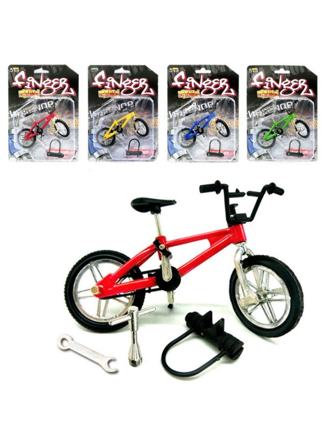 Supply Mini Alloy Finger Bicycle Toy Mountain Bike Bicycle Model Finger Skateboard Scooter-Color: Alloy Scooter White + Green Skates + Green Pants + Tools  - Image 2