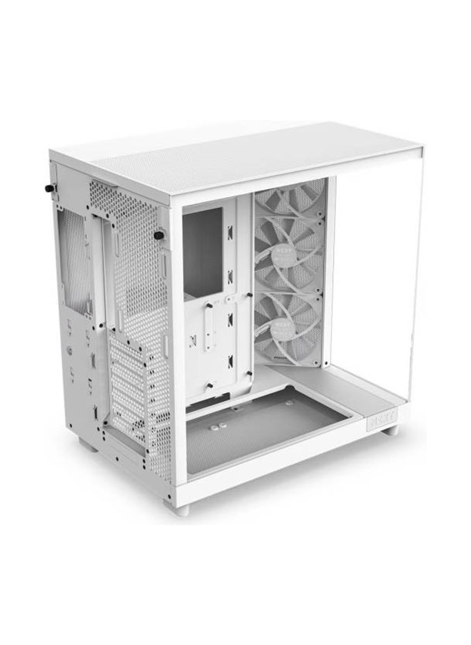NZXT NZXT H6 Flow Compact Dual-Chamber Airflow Mid-Tower ATX Case, Panoramic Glass Panels, Up to 360 mm Radiator & 3x 120mm F120Q Fans, Cable Management, USB-C 3.2 / USB-A 3.2, White  - Image 4