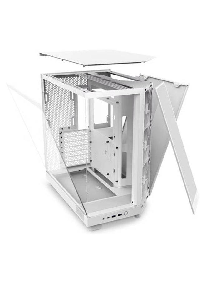 NZXT NZXT H6 Flow Compact Dual-Chamber Airflow Mid-Tower ATX Case, Panoramic Glass Panels, Up to 360 mm Radiator & 3x 120mm F120Q Fans, Cable Management, USB-C 3.2 / USB-A 3.2, White  - Image 5