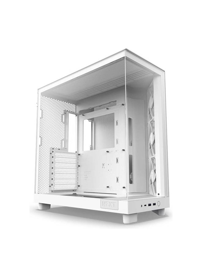 NZXT NZXT H6 Flow Compact Dual-Chamber Airflow Mid-Tower ATX Case, Panoramic Glass Panels, Up to 360 mm Radiator & 3x 120mm F120Q Fans, Cable Management, USB-C 3.2 / USB-A 3.2, White  - Image 2