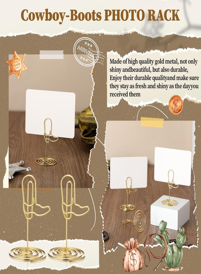 SiliFine 24 Pcs Gold Cowboy Boots Photo Holders Table Number Photo Clips Holder 1.96 x 1.45'' Cowboy Boots Decoration Name Place Card Stand for Centerpieces Wedding Reception, Party, Birthday - Image 4