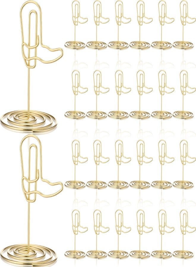SiliFine 24 Pcs Gold Cowboy Boots Photo Holders Table Number Photo Clips Holder 1.96 x 1.45'' Cowboy Boots Decoration Name Place Card Stand for Centerpieces Wedding Reception, Party, Birthday - Image 1