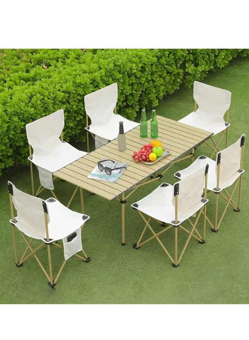 CIMIA 7PCS Portable Camping Chair and Table Set, Folding Camping Table Chair Set, Lightweight Backpacking Camping Chairs and Table Combo for Patio, Backyard, Garden, Poolside, Beach, Lawn, Porch - Image 4