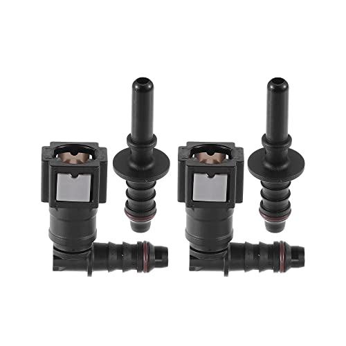 X AUTOHAUX 1/4 6.3mm SAE to 5/16 8mm 90 Degree Car Fuel Line Hose Quick Release Connector Disconnect Hose Nylon 2 Set - Image 1