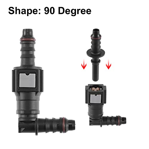 X AUTOHAUX 1/4 6.3mm SAE to 5/16 8mm 90 Degree Car Fuel Line Hose Quick Release Connector Disconnect Hose Nylon 2 Set - Image 4