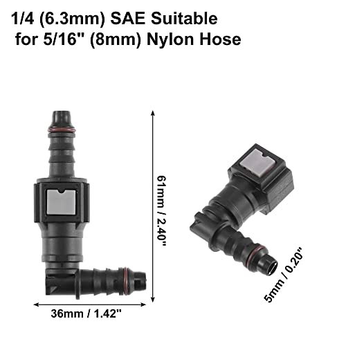 X AUTOHAUX 1/4 6.3mm SAE to 5/16 8mm 90 Degree Car Fuel Line Hose Quick Release Connector Disconnect Hose Nylon 2 Set - Image 3