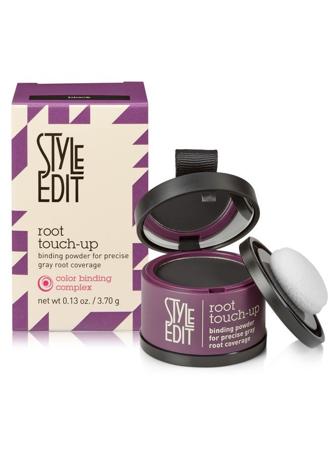 STYLE EDIT Root Touch Up Powder for Black Hair by Style Edit | Cover Color Grays and Roots Coverage Concealer Mineral Infused Binding Hairline - Image 1