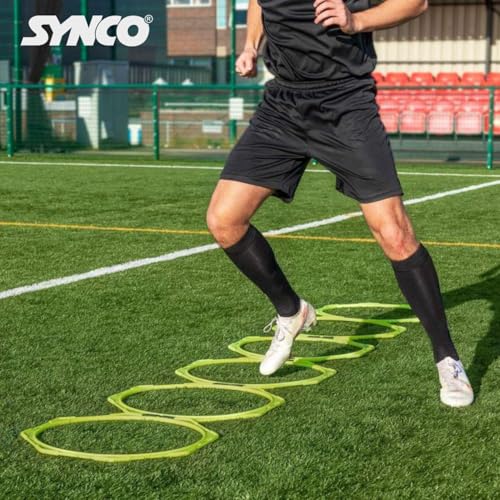 Synco Agility Training Ring Ladder | Sports Soccer Football Speed Training Ladder | Fitness Equipment, Hex Hoops (Yellow, Set of 6 Rings) - Image 5