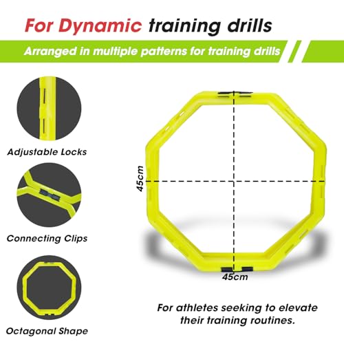 Synco Agility Training Ring Ladder | Sports Soccer Football Speed Training Ladder | Fitness Equipment, Hex Hoops (Yellow, Set of 6 Rings) - Image 4