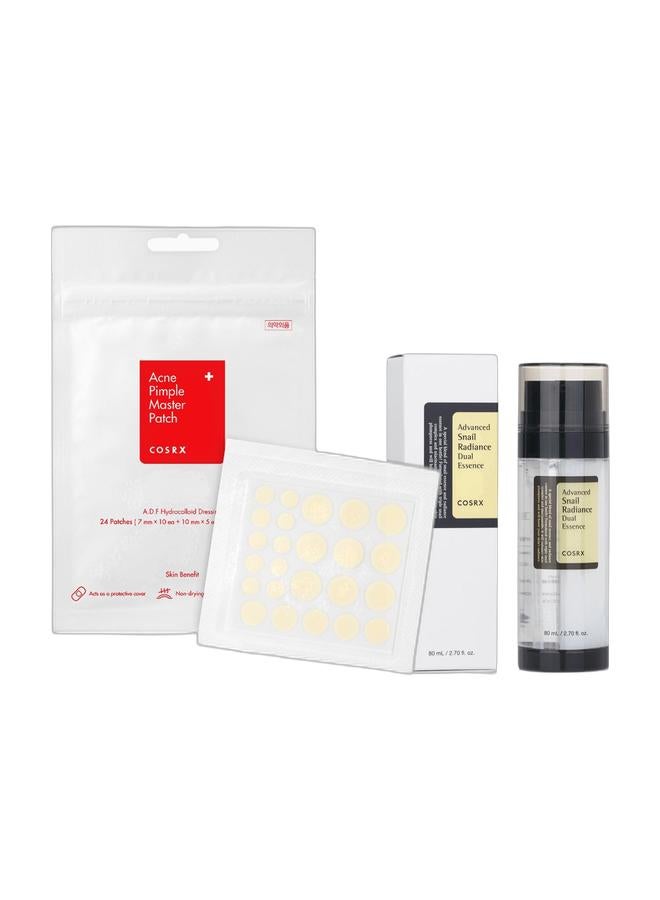 COSRX Acne Pimple Master Patch 24 Patches Bundle with Advanced Snail Radiance Dual Essence 80ml - Image 1