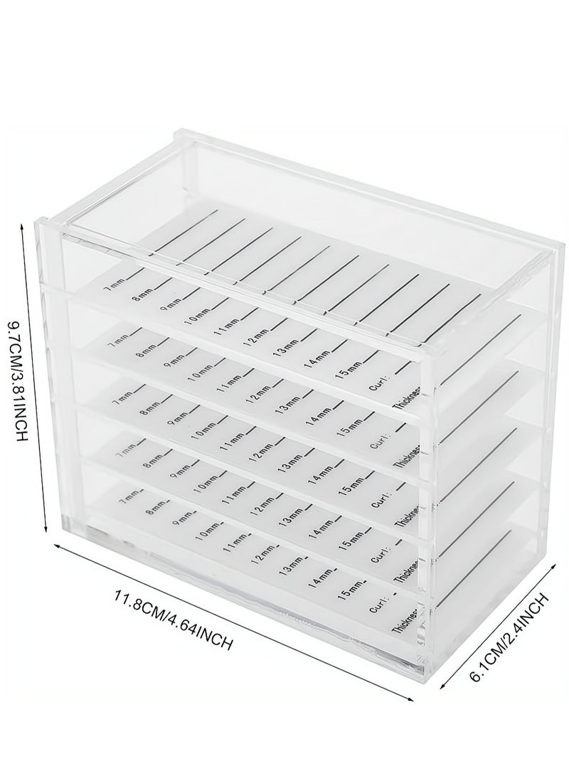 KASTWAVE 5 Layers Acrylic Clear False Eyelash Organizer Case Cosmetic Makeup Storage Box for Grafting Lash Extension Clear Eyelashes Glue Pallet Holders Grafting Eyelash Extension Tool - Image 4