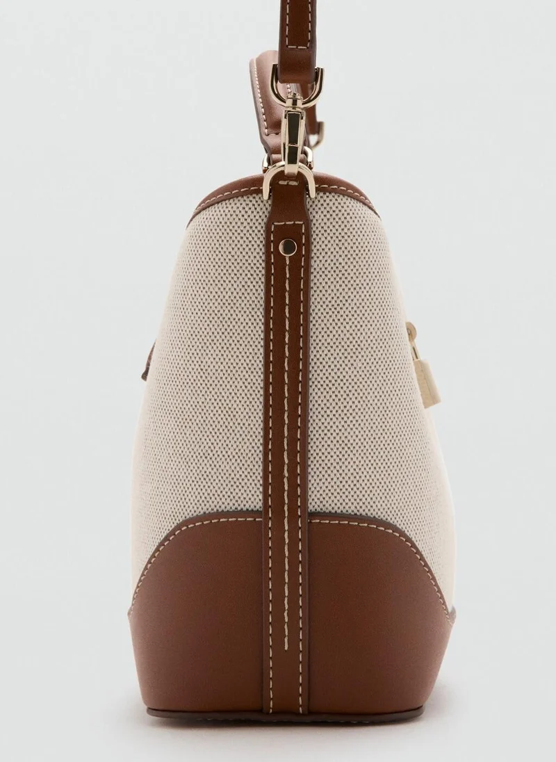 MANGO  Contrasting canvas bucket bag for Women | Best Price UAE