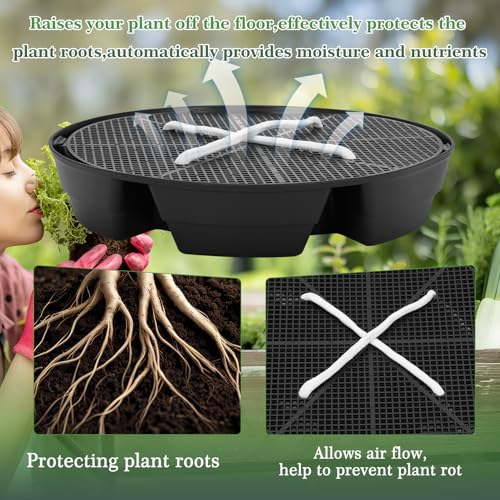P Polerden 4-Pack Self Watering Fabric Pot Base, Auto Pots Fit for 5 Gallon Grow Bags, Auto-Irrigation Water Delivery System , Auto Watering Plant Saucer for Fabric Planters 3 Year Warranty (Capacity Upgrade) - Image 2