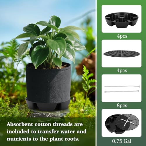 P Polerden 4-Pack Self Watering Fabric Pot Base, Auto Pots Fit for 5 Gallon Grow Bags, Auto-Irrigation Water Delivery System , Auto Watering Plant Saucer for Fabric Planters 3 Year Warranty (Capacity Upgrade) - Image 3