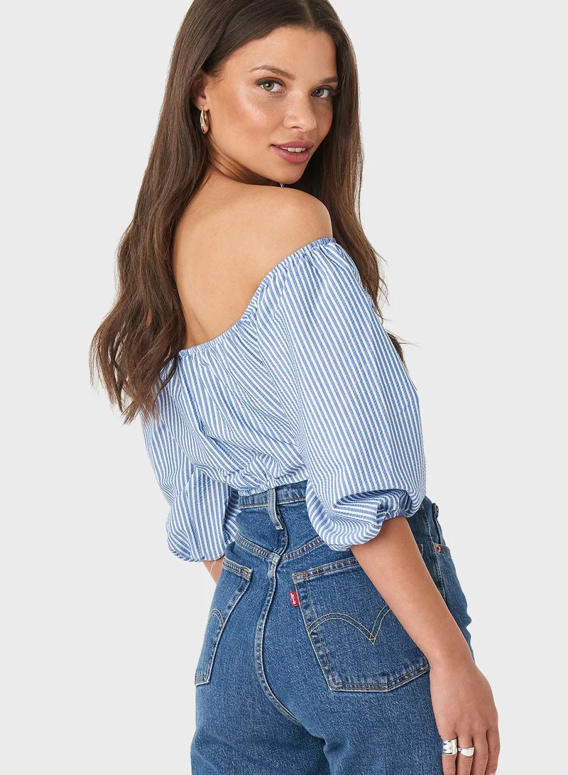 NA-KD Bardot Balloon Sleeve Top