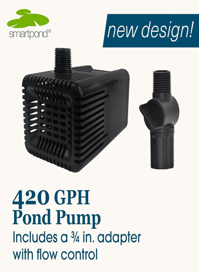 smartpond 420 GPH Pond Pump, Submersible Pump, Energy Efficient, Ideal for Ponds and Water Features up to 400 Gallons, Adjustable Flow Control - Image 2