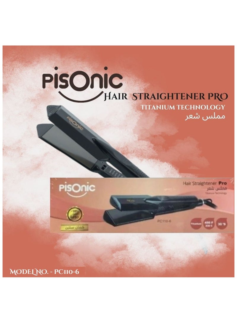 PISONIC HAIR STRAIGHTENER WITH WIDE PLATE TITANIUM TECHNOLOGY - Image 1