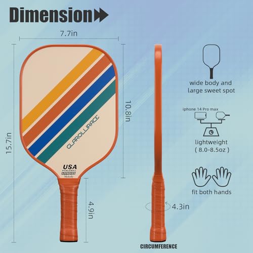 Glarollirace Pickleball Paddles Set of 4 Pickle Ball Rackets,USAPA Approved Pickleball Set of 4 Paddles,Fiberglass Surface & 13MM PP Honeycomb Core,Breathable Handle,4 Indoor & Outdoor Balls,1 Pickleball Bag - Image 5