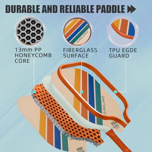 Glarollirace Pickleball Paddles Set of 4 Pickle Ball Rackets,USAPA Approved Pickleball Set of 4 Paddles,Fiberglass Surface & 13MM PP Honeycomb Core,Breathable Handle,4 Indoor & Outdoor Balls,1 Pickleball Bag - Image 4