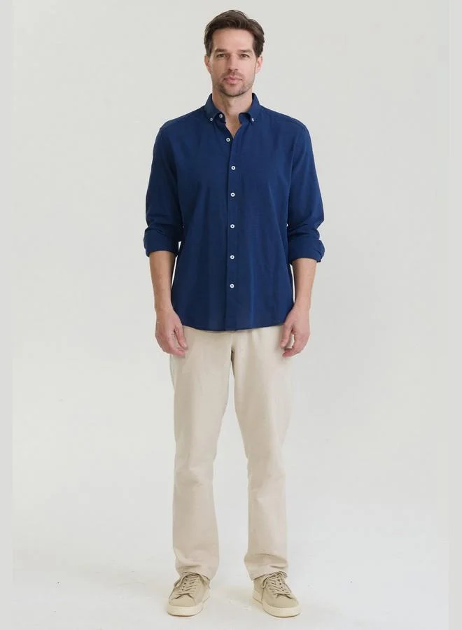 FELIX HARDY Men's Cotton Linen Blend Long Sleeve Shirt