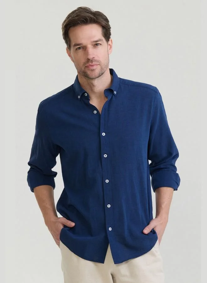 FELIX HARDY Men's Cotton Linen Blend Long Sleeve Shirt