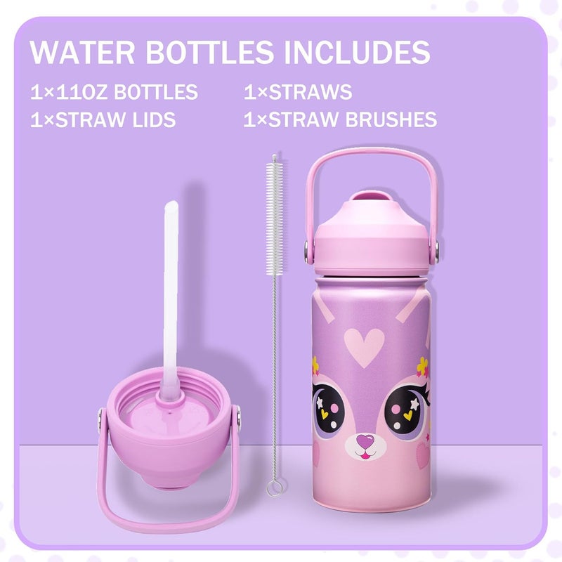 Oruiji Bento Box for Kids with Ice Pack Lunch Box Girls with Lunch Bag,Stainless Steel Water Bottle Set Utensils Set Food Container for School Girls Kids - Image 5