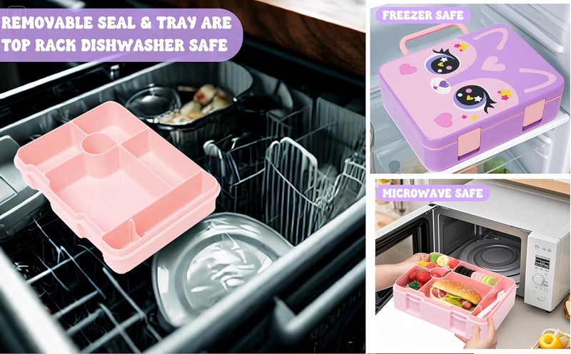 Oruiji Bento Box for Kids with Ice Pack Lunch Box Girls with Lunch Bag,Stainless Steel Water Bottle Set Utensils Set Food Container for School Girls Kids - Image 4
