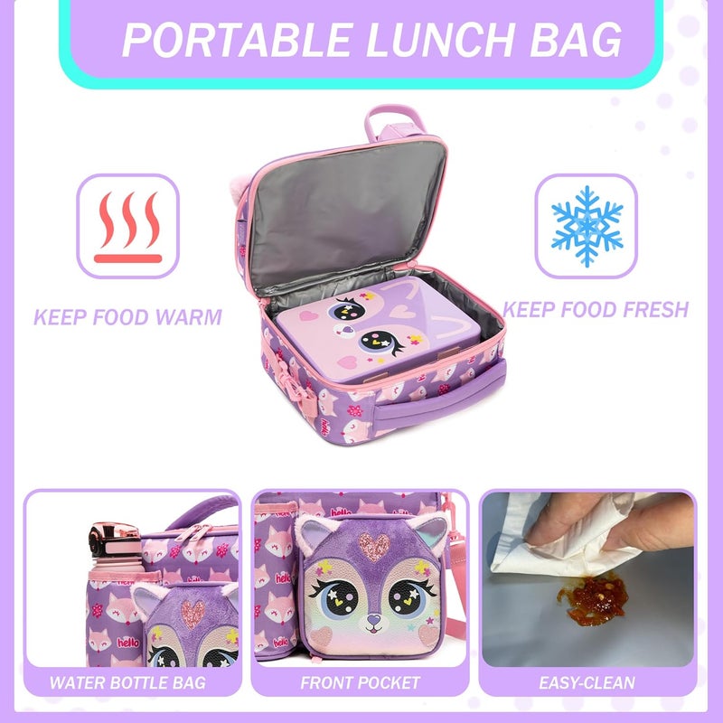 Oruiji Bento Box for Kids with Ice Pack Lunch Box Girls with Lunch Bag,Stainless Steel Water Bottle Set Utensils Set Food Container for School Girls Kids - Image 3