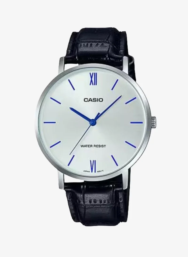 CASIO Men's Analog Display Watch With Black Leather Strap - MTP-VT01L-7B1UDF