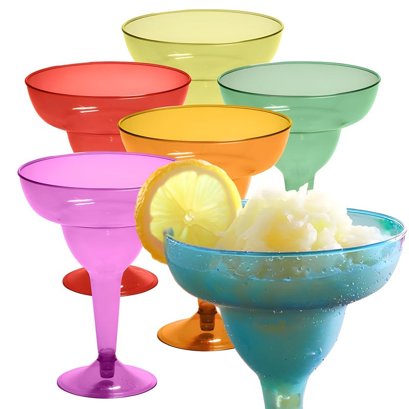 Prestee Multicolor Disposable 48 Plastic Margarita Glasses  12 oz Hard Cocktail Cups for Cinco de Mayo Fiesta Taco Party and Mexican Decorations  Fiesta Party Decorations  Large Pack of 48