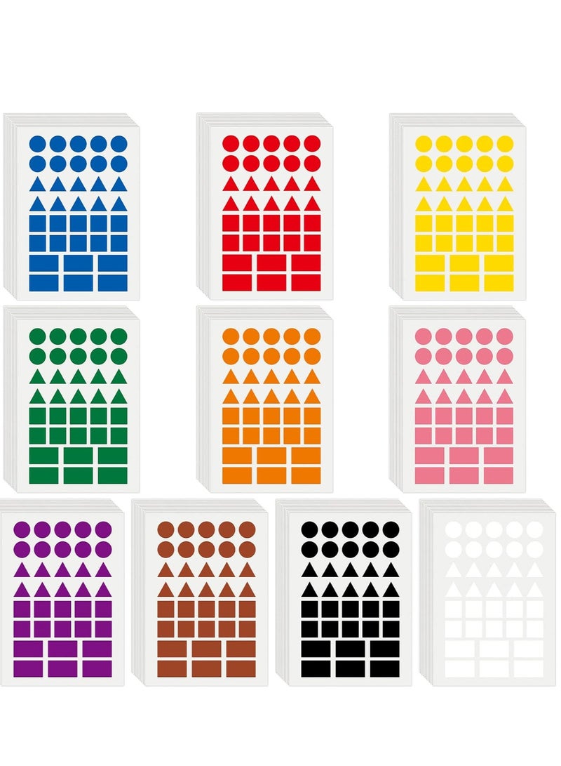 Zikra Multi-Shaped Color Coding Stickers Dot Triangle Square Rectangle Labels Coding Labels Dot Stickers for Toddlers Kid DIY Student Classroom Office Coloring Marking Organizing 10 Colors - Image 1