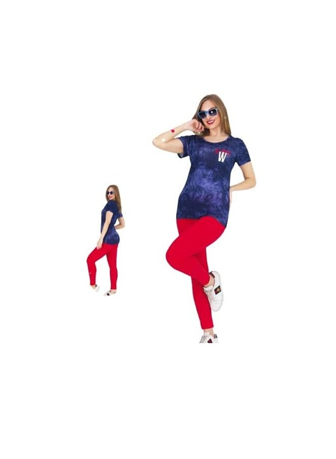 Teknur Women's Pajama Set – One Size Fits S-M-L, Made from Cotton & Lycra for Ultimate Comfort and a Stylish Look, Made in Turkey 