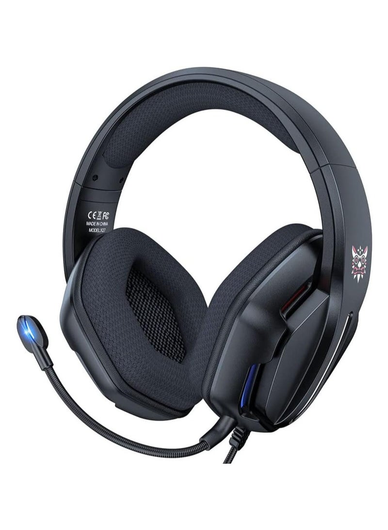 Onikuma X27 Stereo Over-Ear Gaming Wired Headphones for PS4/PS5/Xbox - Black - Image 3