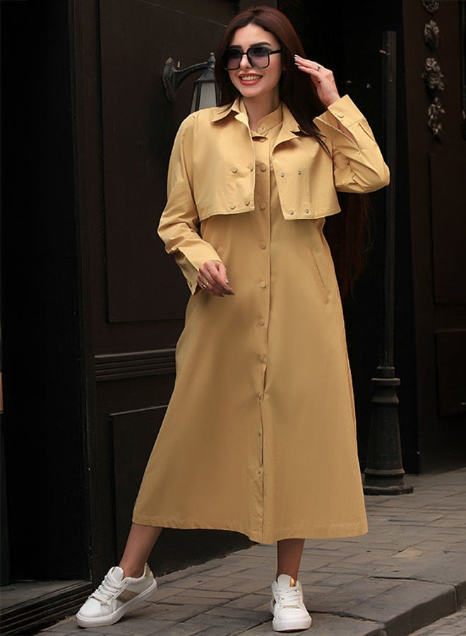 Ship Master Chic Linen Dress with Buttons & Cropped Jacket – Casual Yet Classy Look!  - Image 2