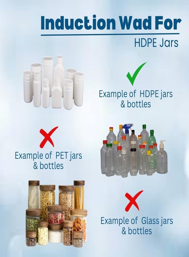 Smartpack بطانة مانعة للتسرب من قطعتين مع ورق مقوى من سمارت باك، تعمل بتقنية الحث الحراري، لتعبئة برطمانات بلاستيكية من البولي إيثيلين عالي الكثافة (بدون شفاف) | لحام حث حراري | مانع تسرب محكم للزجاجات البلاستيكية | مقاس 35 مم، 500 قطعة - Image 2